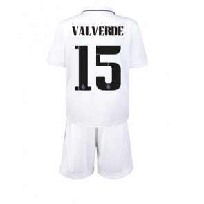 Real Madrid Federico Valverde #15 kläder Barn 2022-23 Hemmatröja Kortärmad (+ korta byxor)